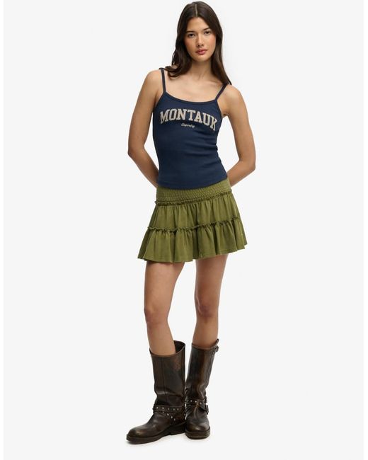 Superdry Green Tiered Jersey Mini Skirt