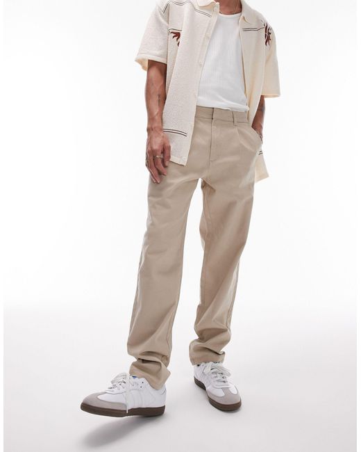Topman White Tapered Chino Trousers for men