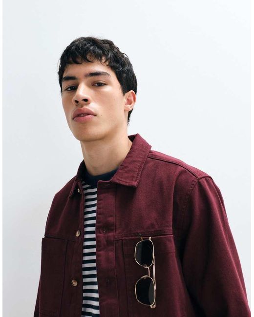 ASOS Purple Heavyweight Cotton Twill Overshirt for men