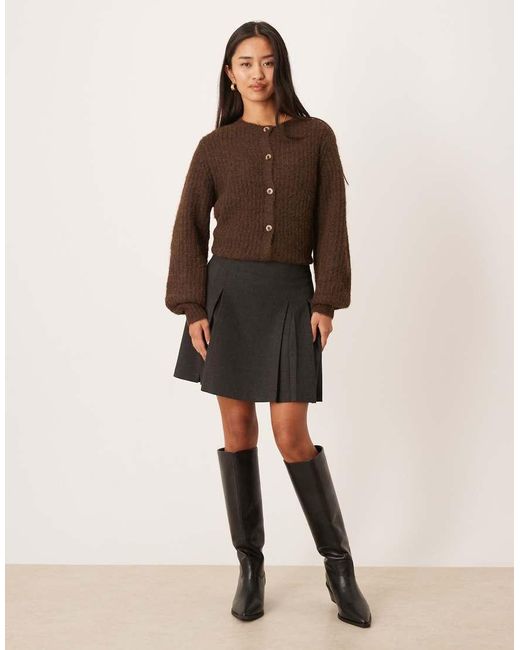 Vila Brown Fluffy Texture Knitted Cardigan