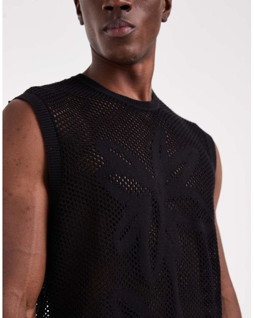 ASOS Black Knit Relaxed Tank Top for men