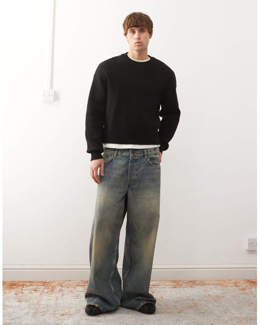 Weekday – kastiger strickpullover in Black für Herren