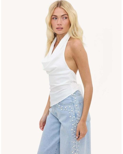 Loavies White Mystic Meadow Halter Top With A Bow