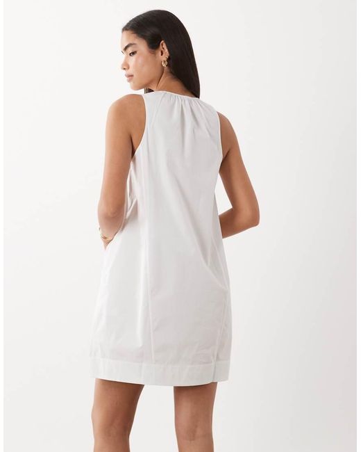 ARKET White Pure Cotton Sleeveless V-neck Volume Midi Dress