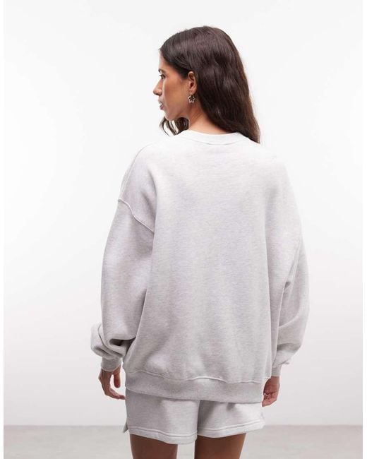 Nike White Studio Fleece Oversized Varsity Sweatshirt