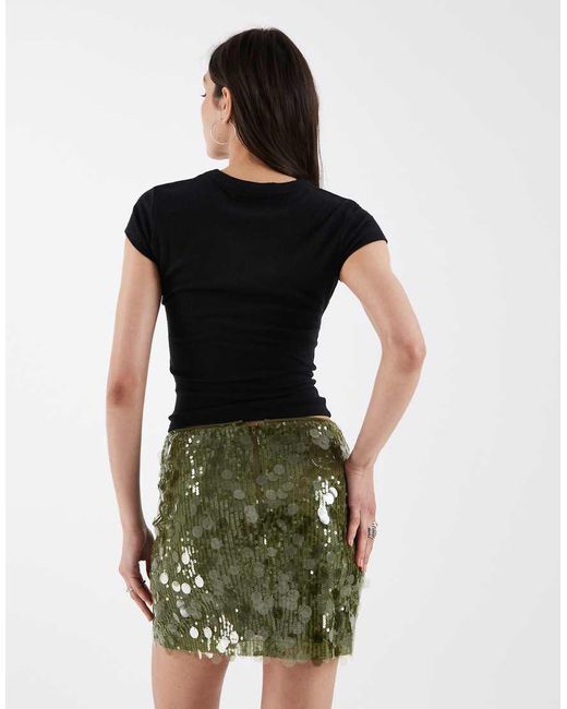 ASOS Green Mixed Sequin Mini Skirt