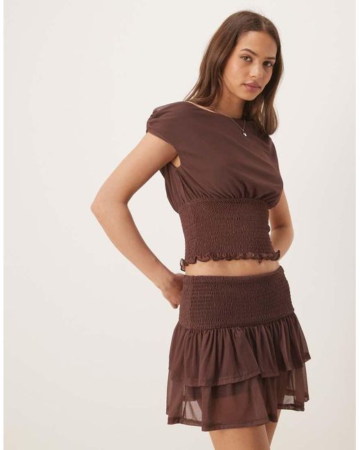 ASOS Mini Rok Met Gesmokte Taille in het Natural
