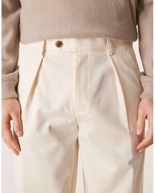 ASOS Natural Tailored Oversized Tapered Trousers for men