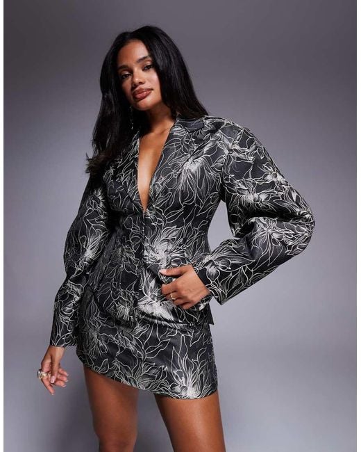 ASOS Gray Jacquard Sculpted Skirt Co-Ord