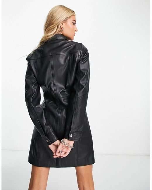 Urbancode Black Real Leather Corset Dress