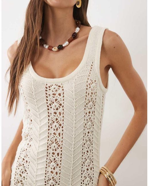 ASOS White Crochet Knit Fringe Mini Dress