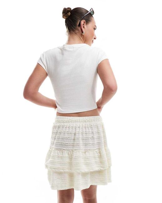 ONLY White Tiered Frill Mini Skirt