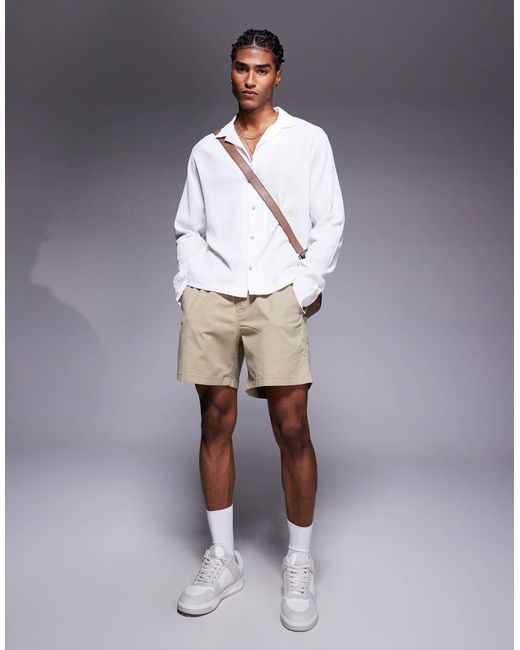 ASOS Gray Boxy Textured Revere Shirt for men