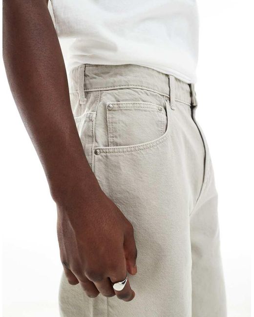 ASOS Natural Long Length Denim Jort for men
