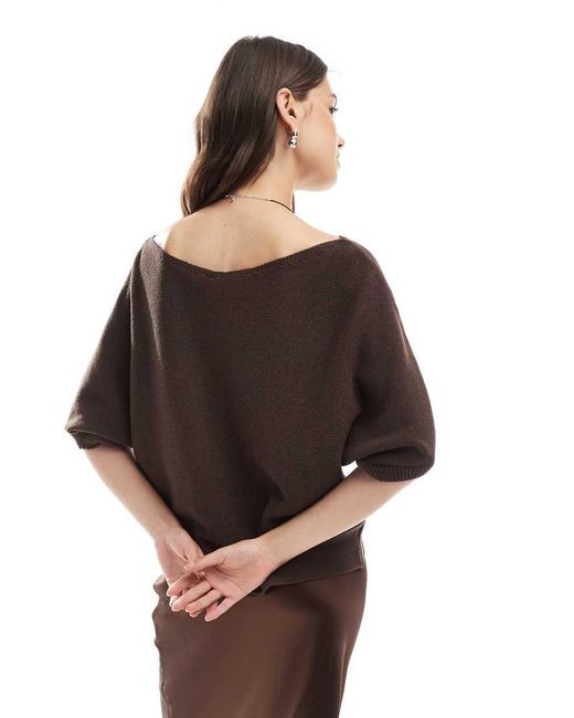 ASOS Brown Relaxed Seam Detail Knitted T-shirt