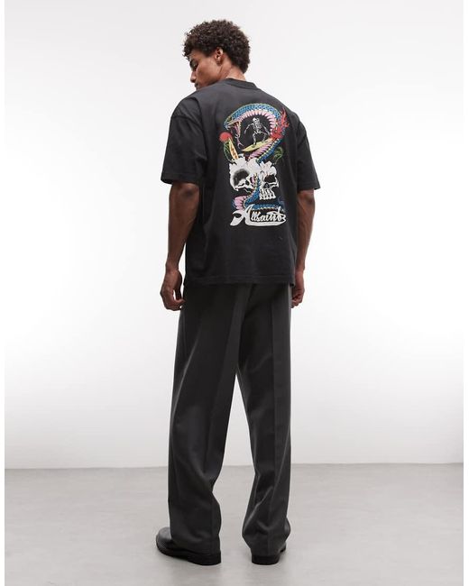 AllSaints Black Snakepit Graphic Logo T-shirt With Back Print for men