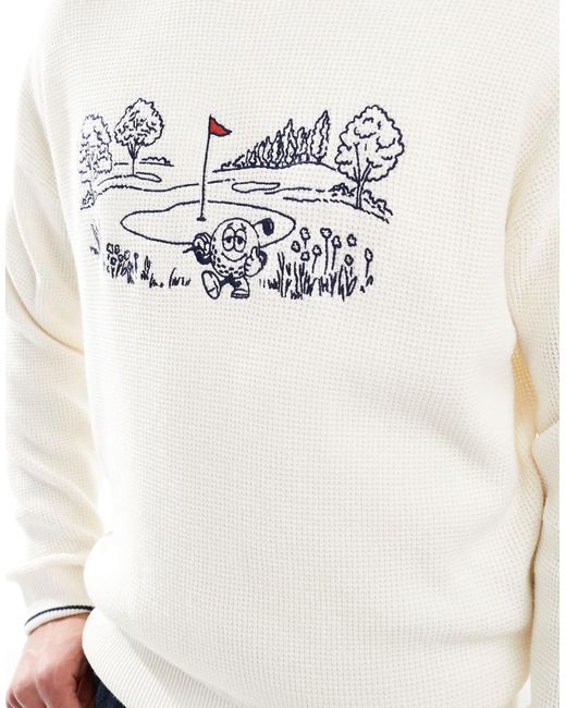 Hollister – kastiger strickpullover in White für Herren