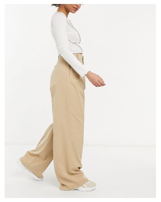 Pantalon large et souple coupe dad - beige Pull&Bear en coloris Neutre |  Lyst