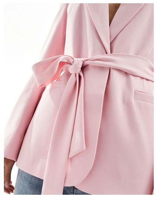 ASOS Pink Tailored Belted Blazer