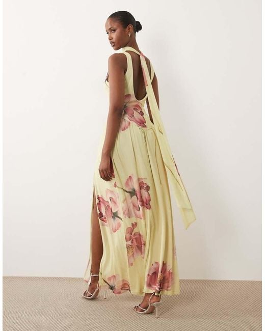 ASOS Natural Slinky Maxi Dress With Scarf Detail
