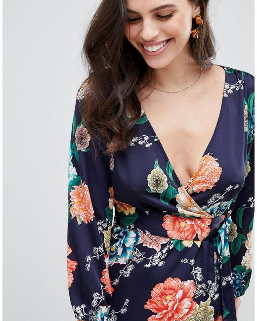 liquorish floral print wrap midi dress