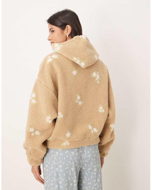 ASOS Natural Lounge Faux Shearling Oversized Hoodie