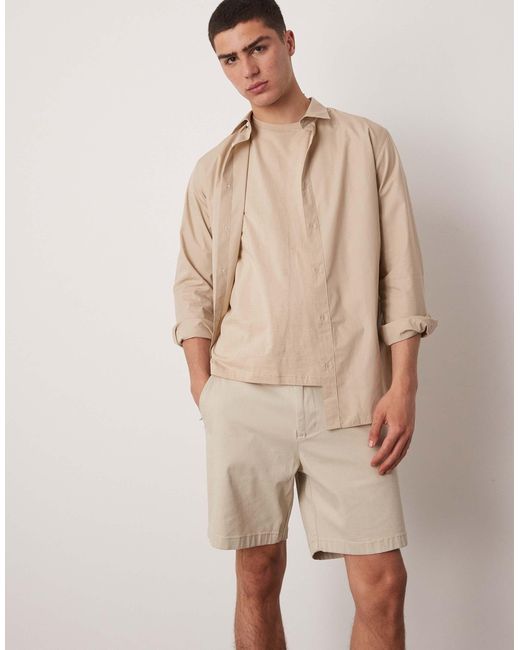 ASOS – eng geschnittene chinoshorts in Natural für Herren
