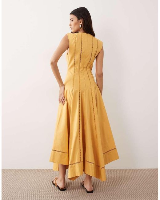 ARRANGE Orange Linear Cutwork Maxi Dress