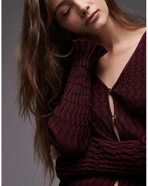 & Other Stories Blue Honeycomb Rib Knitted Cardigan