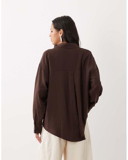ASOS Brown Oversized Linen Look Shirt