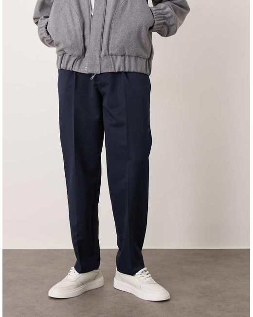 Pantalones De Vestir De Corte Tapered Extragrande Con Pinzas Delanteras De ASOS de hombre de color Blue