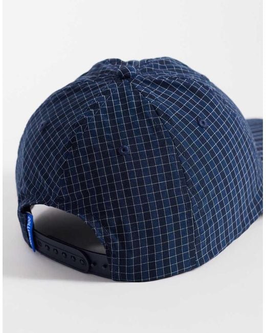 Collusion Blue Embroidered Plaid Nylon Cap