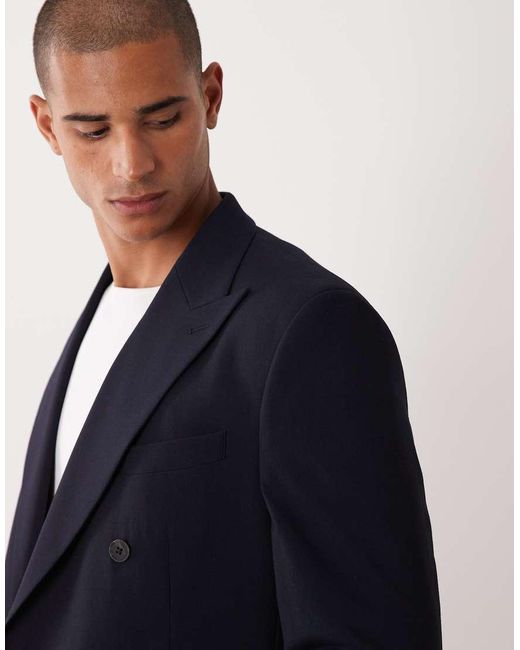 ASOS Blue Regular Double Breasted Suit Blazer for men