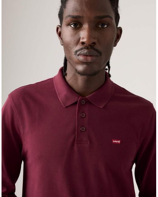 Levi's Red Long-Sleeve Housemark Polo Shirt for men