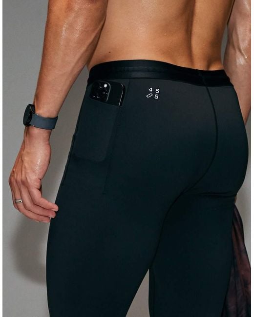 4505 Gray Premium Reflective Running Tight With Phone Pocket And Bonded Hem for men