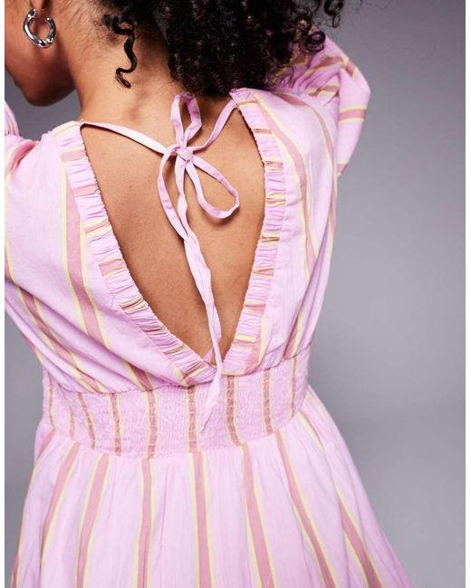 River Island Pink Puff Sleeve Mini Dress