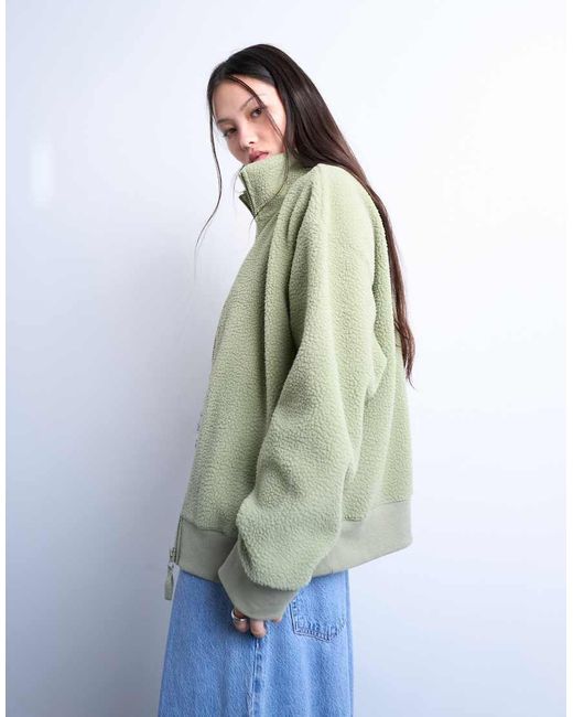 TOPSHOP Green Borg Funnel Zip Through