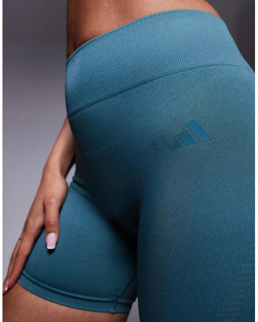 Adidas Originals Blue Adidas Training Knit 4"" Booty Shorts