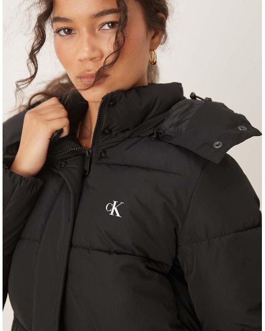 Calvin Klein Black Long Essential Puffer Jacket