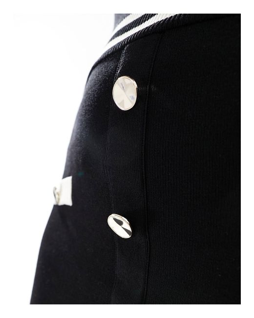 Robe courte en maille à boutons Morgan en coloris Black