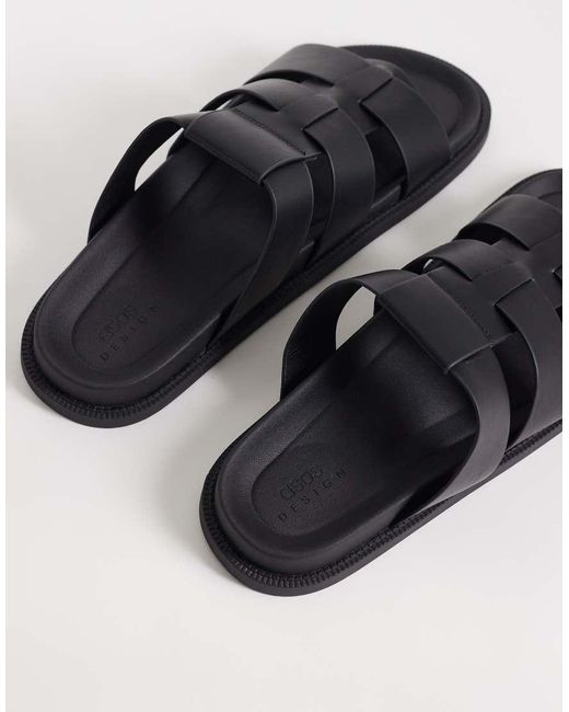 ASOS Black Classic Strap Sandals for men