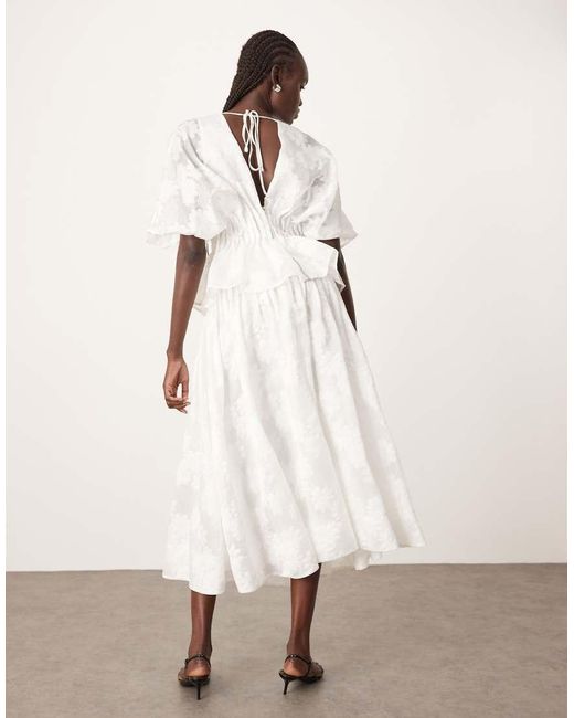 ARRANGE Natural Daisy Organza Pintuck Dropped Waist Midi Skirt Co-ord