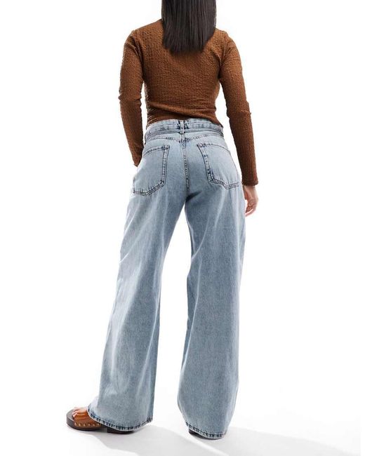 Pull&Bear Blue baggy Jean With Tie Waist Detail