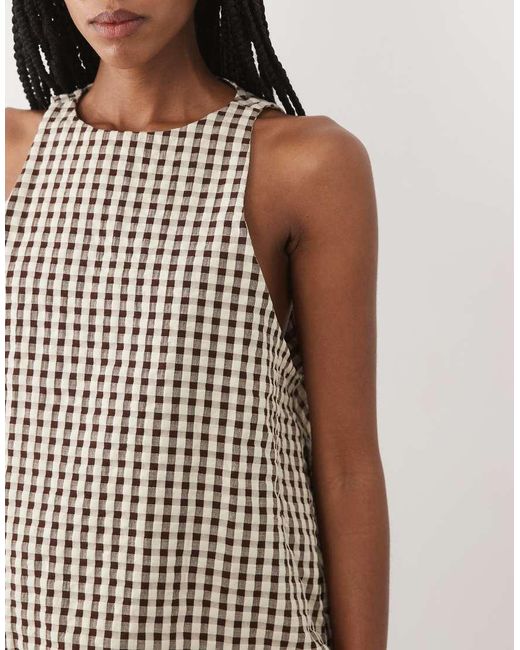ASOS Brown Bubble Hem Halter Neck Top Co Ord