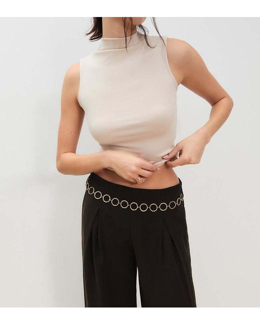 Stradivarius Black Tall Darted Lyocell Trousers With Chain Detail