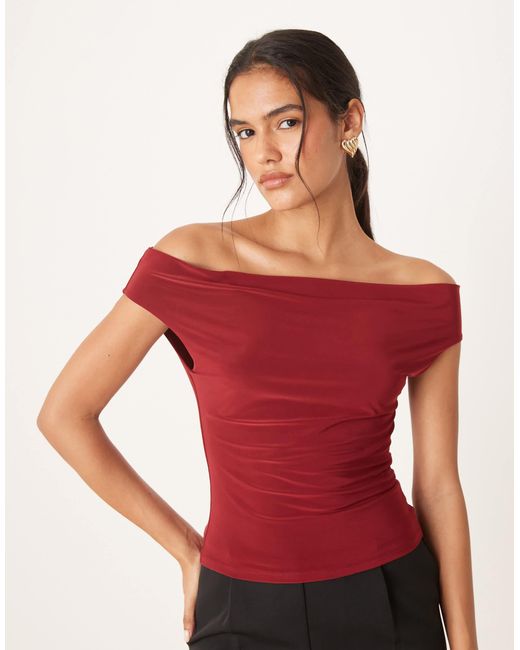 ASOS Red Slinky Drape Cowl Neck Top