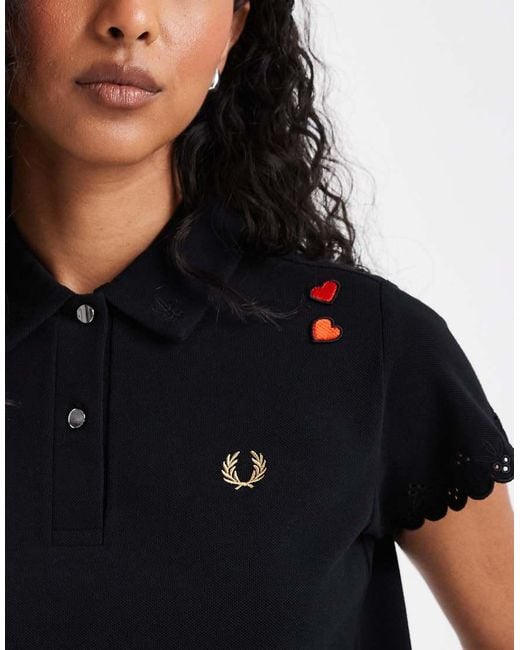 Fred Perry Black X Amy Winehouse Embroidered Detail Polo Shirt