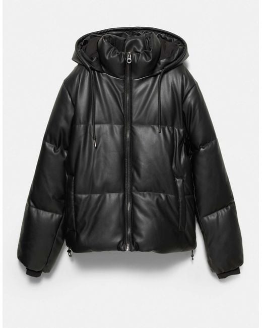 Pull&Bear – steppjacke mit kapuze in Schwarz Lyst DE