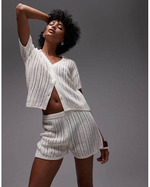 ARKET Gray Paper Knitted Beach Shorts