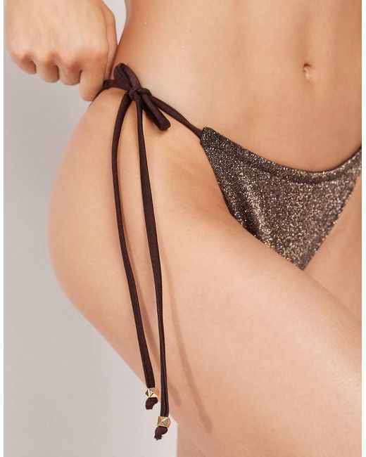 Calzedonia Natural Glitter Tie-Side Bikini Bottoms